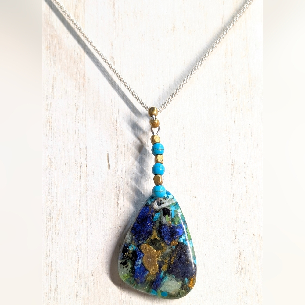 Unusual Azurite and Turquoise Pendant